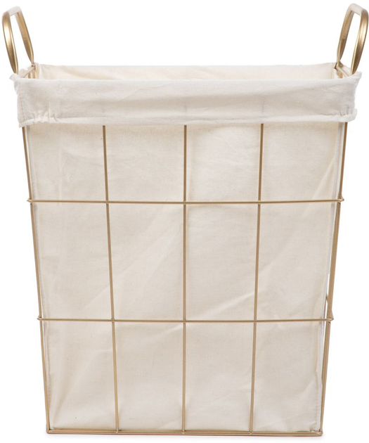 Kosz na bieliznę Homla Lorrey 42 x 27 x 49 cm Złoto-biały (5904183870182) - obraz 2