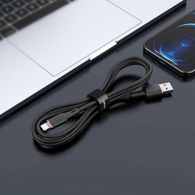 Kabel Acefast C2-02 USB Type-A do Lightning 1.2 m silicone zinc connectors Black (6974316280682) - obraz 5