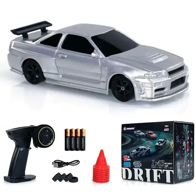 Машинка для дрифта мини Jiabaile Drift Car 1/43 4WD на радиоуправлении Nissan Skyline GT-R 4304 - Фото 1 Машинка для дрифта мини Jiabaile Drift Car 1/43 4WD на радиоуправлении Nissan Skyline GT-R 4304 - изображение 1