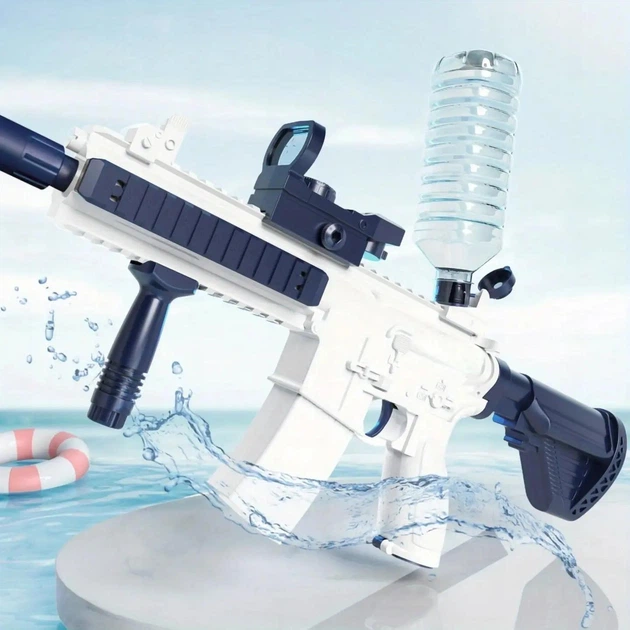 Водяной автомат М416 на аккумуляторе электрический с прицелом Water Gun синий - изображение 5