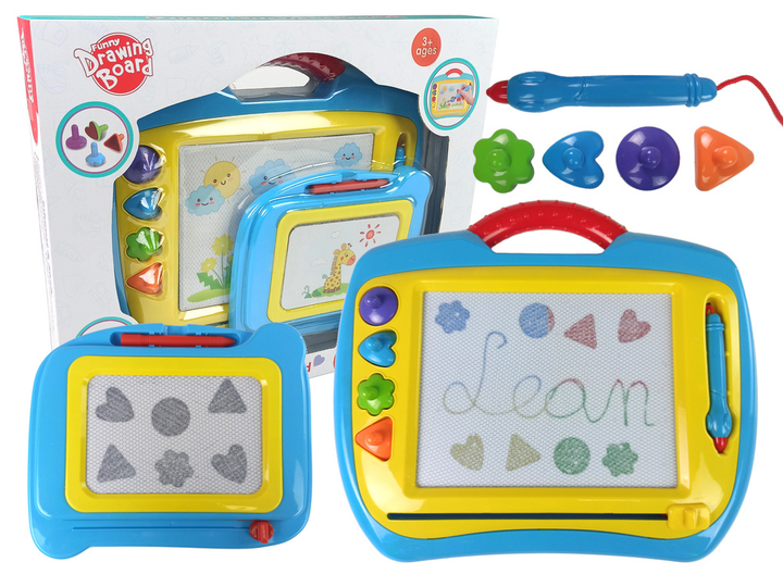 Набір магнітних дощок для малювання LEAN Toys Синьо-Жовтий 2шт Відбитки (5905884454725) - зображення 1
