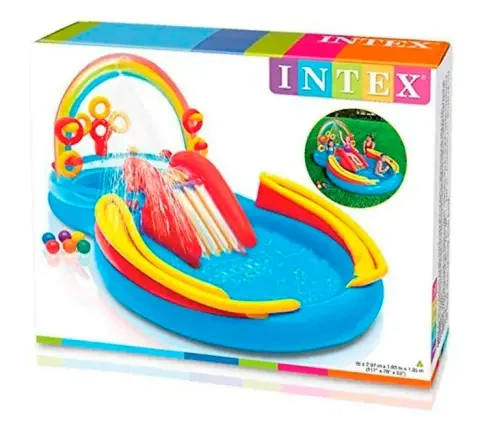 Надувной Игровой центр бассейн Intex 57453 Радуга 297 х 193 х 135см, 428л - изображение 2