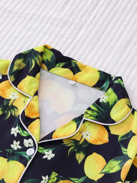 Пижама женская домашняя хлопковая рубашка с шортами Saimeiqi 19402k 2XL Черный - изображение 2