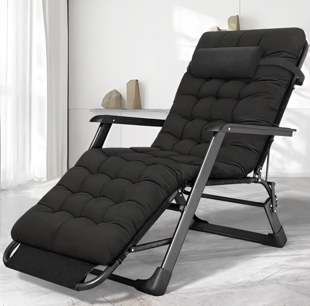 Розкладне крісло ліжко з подушкою LEOBRO Чорний (LB-FCB-G1-BLK) - зображення 4