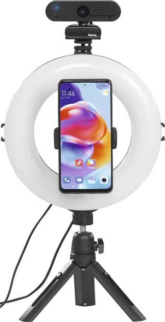 Lampa pierścieniowa ze statywem Hama Smart-80 V2 Black (4007249046574) - obraz 3