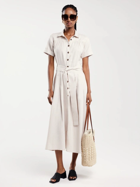 Плаття-сорочка довге літнє жіноче Big Star Okire 800 L Бежеве (5900714890124) - зображення 1