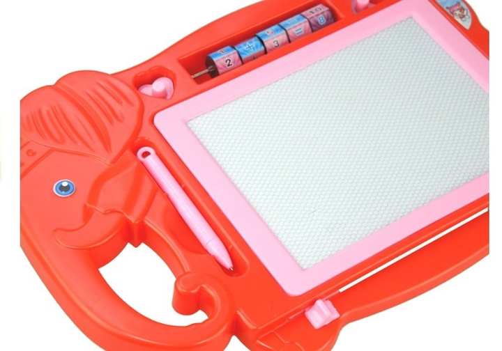 Znikopis magnetyczny LEAN Toys słoń czerwony z pieczątkiami (5905884458136) - obraz 3