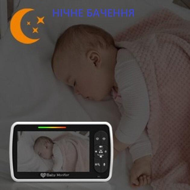 Видеоняня OnePro SM-650 с 5-дюймовым ЖК-монитором, датчиком звука, ночное виденье, беспроводная, поворотная видеооняня c дисплеем и измерением температуры - изображение 12
