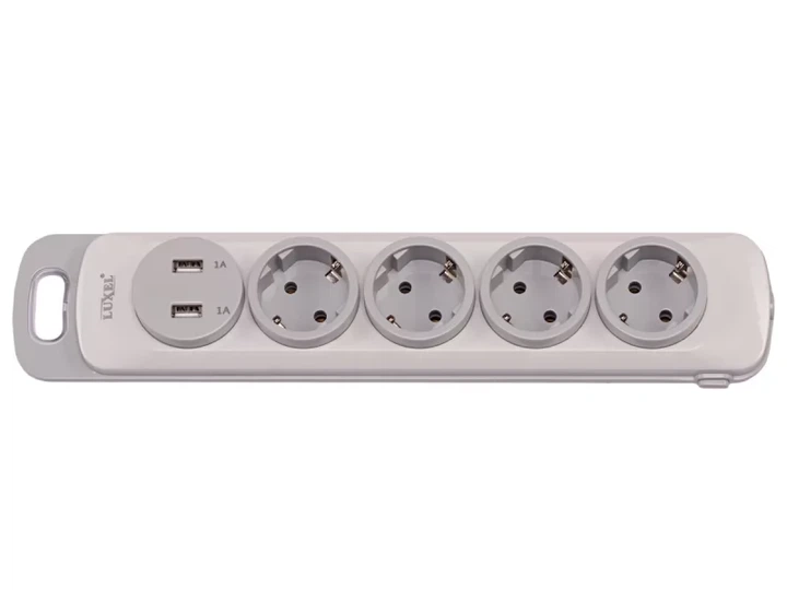 Колодка Luxel Nota 4 розетки із заземленням та вимикачем +2 USB (4351) - Фото 1 Колодка Luxel Nota 4 розетки із заземленням та вимикачем +2 USB (4351) - зображення 1