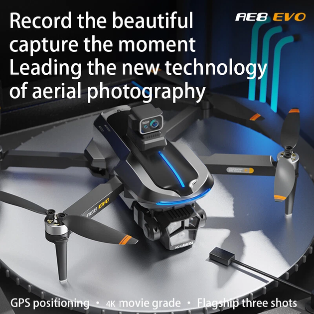 Квадрокоптер AE8 EVO с камерой 4K, GPS, экраном на пульте 4.5", обходом препятствий, до 25 мин полета - изображение 9