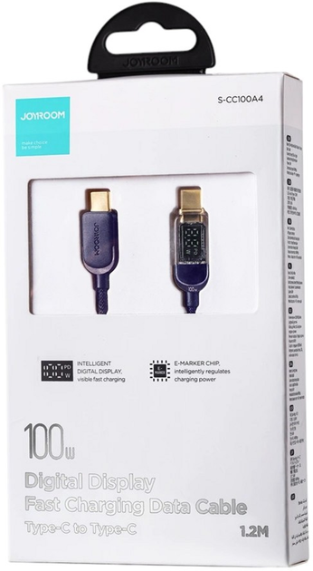 Kabel Joyroom A4 USB Type-C - USB Type-C 100W 1.2 m Blue (AT6956116725839) - obraz 2