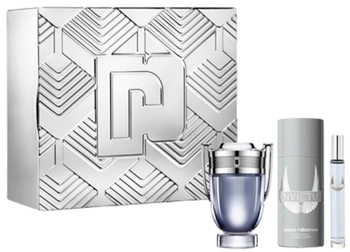 Набір для чоловіків Paco Rabanne Invictus туалетна вода 100 мл + туалетна вода 10 мл + дезодорант 150 мл (3349668623204) - зображення 1