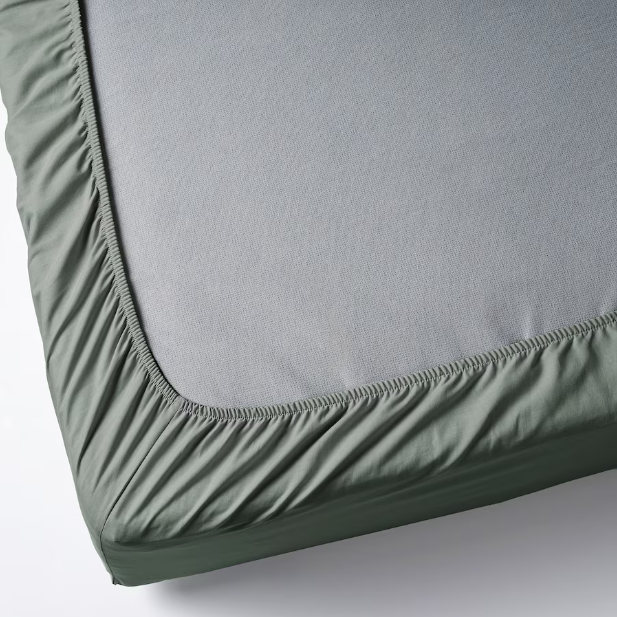 Простынь на резинке 160х200 см зелёная IKEA DVALA постельное белье двуспальное 100% хлопок ИКЕА ДВАЛА - Фото 4 Простынь на резинке 160х200 см зелёная IKEA DVALA постельное белье двуспальное 100% хлопок ИКЕА ДВАЛА - изображение 4
