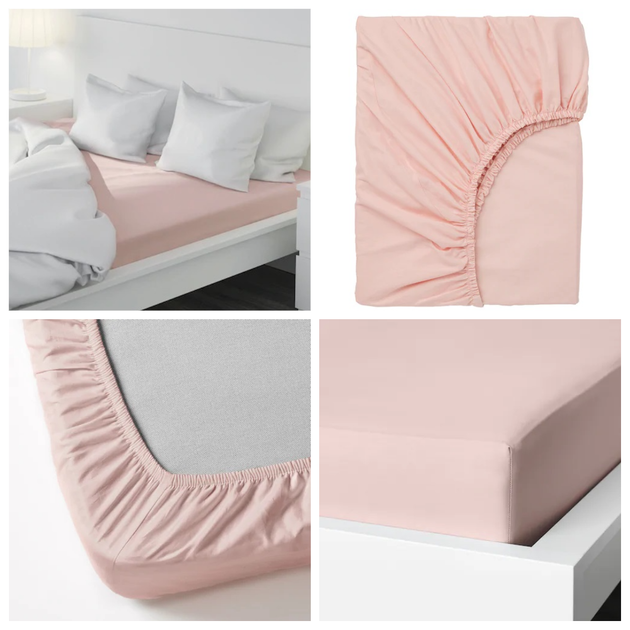 Простынь на резинке 140х200 см розовая IKEA DVALA постельное белье двуспальное 100% хлопок ИКЕА ДВАЛА - Фото 2 Простынь на резинке 140х200 см розовая IKEA DVALA постельное белье двуспальное 100% хлопок ИКЕА ДВАЛА - изображение 2