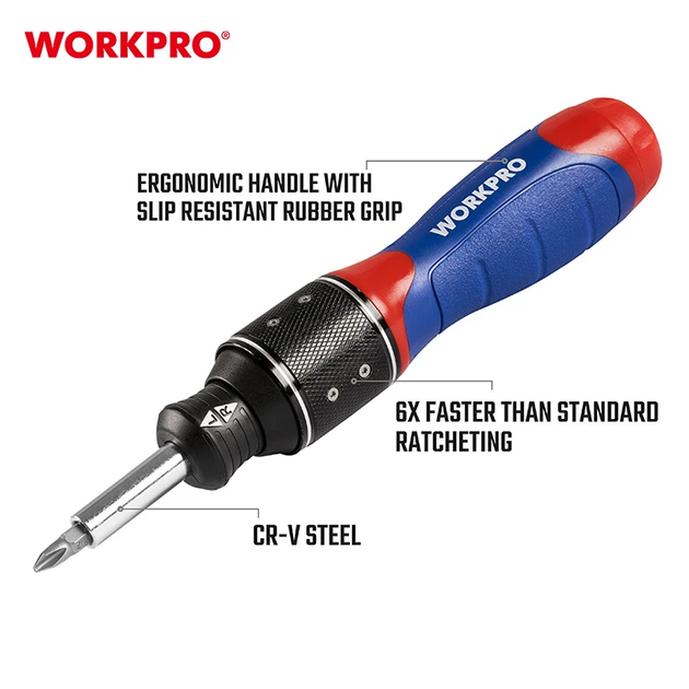 Набор 6-скоростных отверток с двойным приводом WORKPRO (32 пред.) CR-V WP221055 - изображение 2