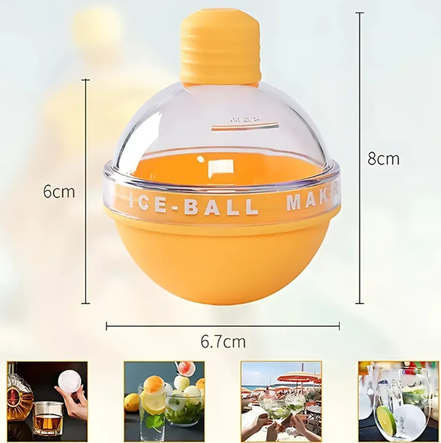 Форма для льоду у вигляді кулі Ice Ball Maker TOPA Сферична силіконова сфера для заморожування та зберігання круглого льоду Жовта - зображення 3