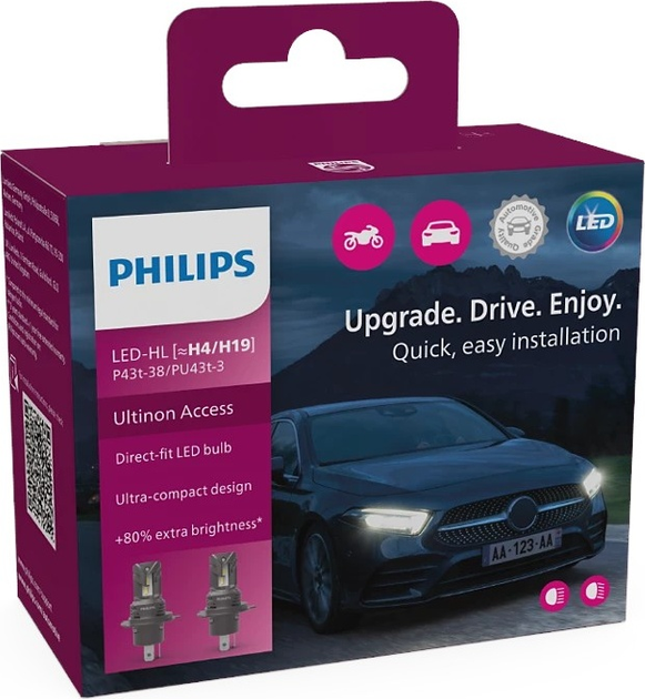 Автолампи LED Philips H4 Ultinon Access 2 шт (11342U2500CX) - зображення 1