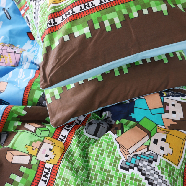 Комплект дитячої постільної білизни MirSon 110 x 140 см Kids Time 17-0571 -1 Minecraft War Бязь (2200008770488) - зображення 4