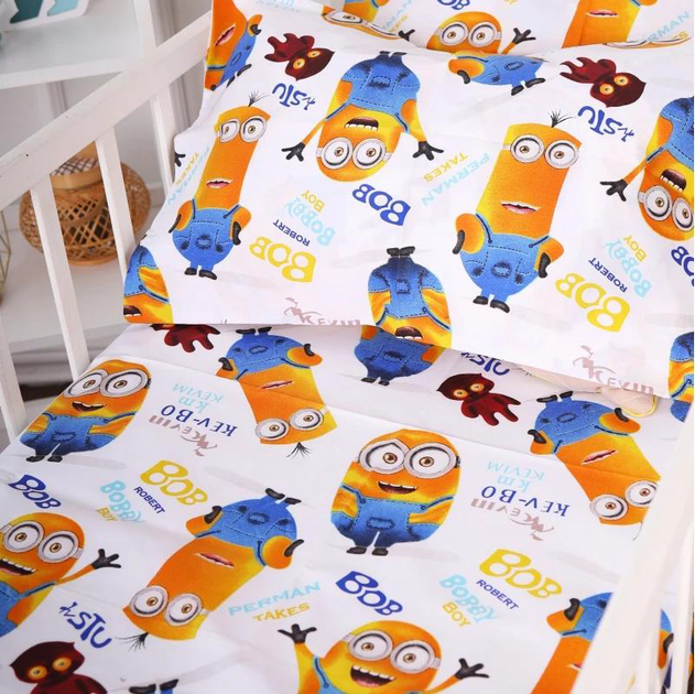 Комплект постільної білизни MirSon Kids Time 110x140 см 20-0036 Minions Бязь (2200009639470) - зображення 8