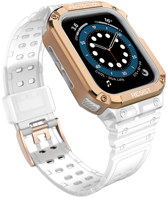 Pasek z etui Hurtel Protect Strap Band do Apple Watch 42/44/45 mm Transparent/Rose Gold (9145576231708) - obraz 2
