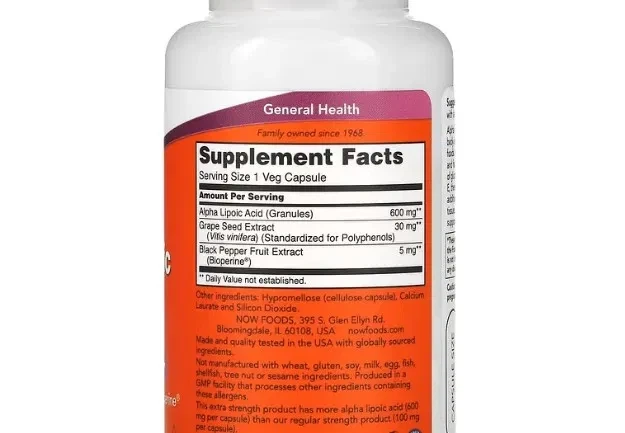 Альфа-липоевая кислота Now Foods (Alpha Lipoic Acid) 600 мг 60 капсул - изображение 2