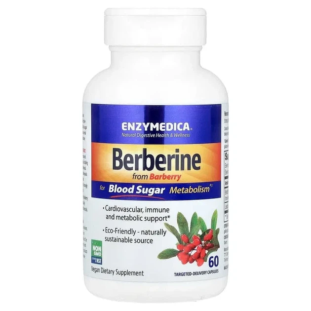 Берберин для метаболизма сахара в крови Berberine for Blood Sugar Metabolism Enzymedica, 60 капсул - Фото 3 Берберин для метаболизма сахара в крови Berberine for Blood Sugar Metabolism Enzymedica, 60 капсул - изображение 3