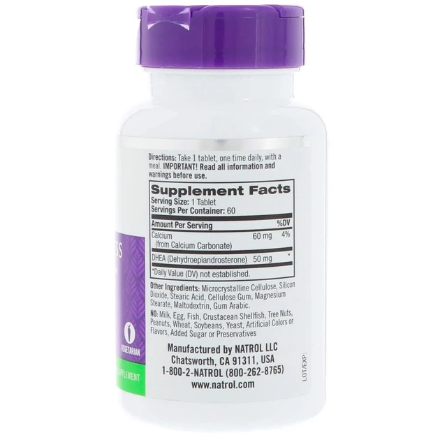 Дегідроепіандростерон DHEA, Natrol, 50 мг, 60 таблеток - зображення 2