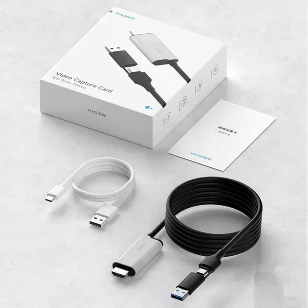 Зовнішня карта відеозахоплення (кабель) HAGiBiS HDMI на USB/Type-C 1080P@60fps 100W PD UHC10 - зображення 2