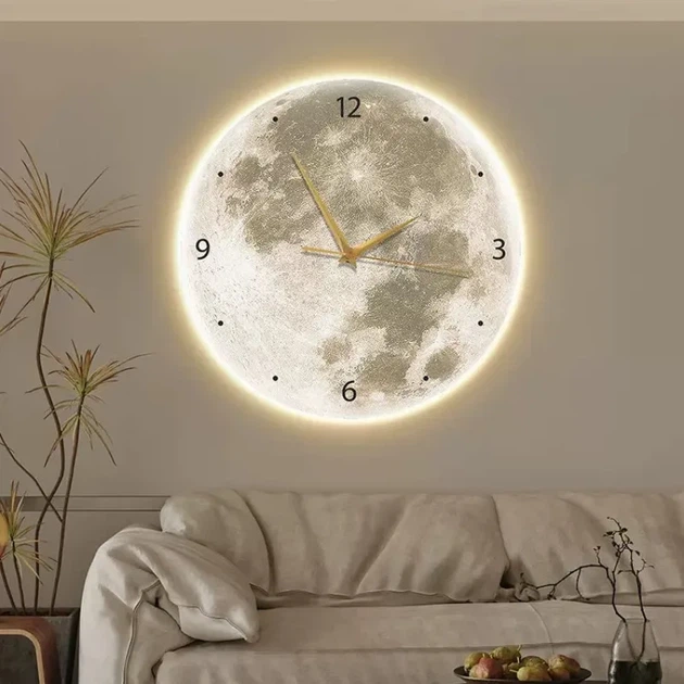 Настенные часы луна с led подсветкой nch размер 40x40 см арабские цифры с точками интерьерные настенные часы - Фото 2 Настенные часы луна с led подсветкой nch размер 40x40 см арабские цифры с точками интерьерные настенные часы - изображение 2