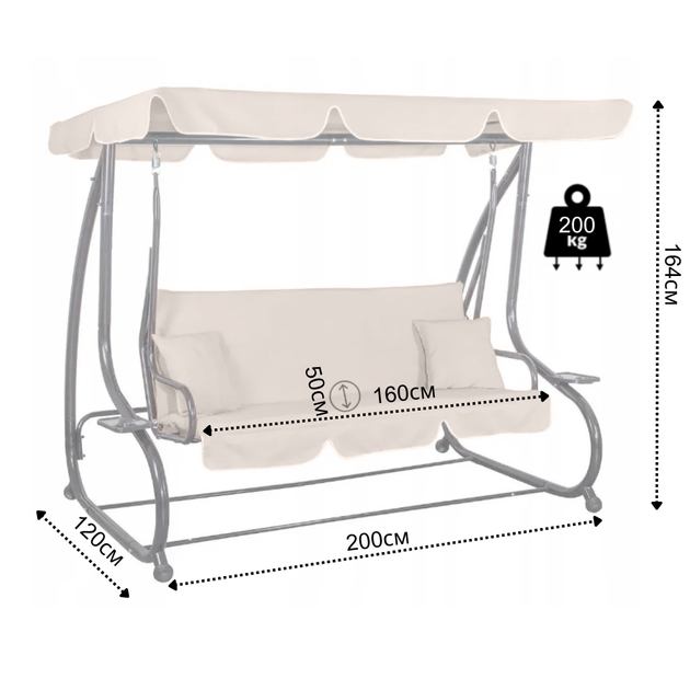 Качеля садова Bonro Garden BW-002 бежева 3 місна - изображение 8