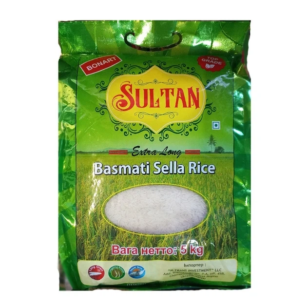 Рис Басмати Sultan Basmati Sella Rice пропаренный 5 кг - Фото 1 Рис Басмати Sultan Basmati Sella Rice пропаренный 5 кг - изображение 1