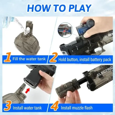 Водяной пистолет Электрическая/цветная подсветка, обойма 500мл - Фото 4 Водяной пистолет Электрическая/цветная подсветка, обойма 500мл - изображение 4