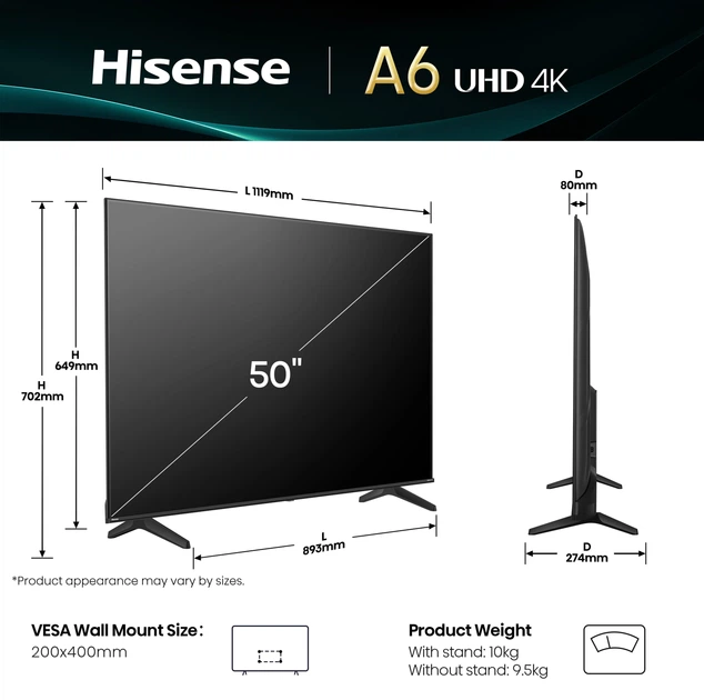 Телевізор Hisense 50" 50A6Q - зображення 3