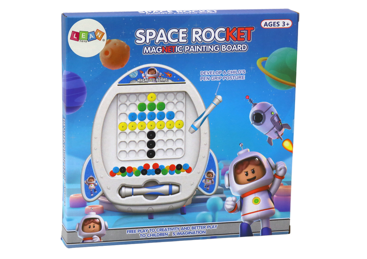 Мозаїка магнітна LEAN Toys Космічна ракета, 7 візерунків, стилус (5905991006350) - зображення 4