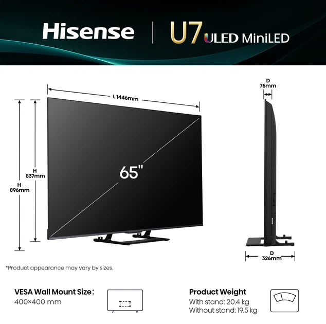 Телевізор Hisense MiniLED 65" 65U7Q (6942351421179) - зображення 3