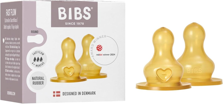 Сменные сосочки на пляшечку BIBS Bottle Niple 2 pack Latex Fast Flow (быстрый поток) - зображення 1