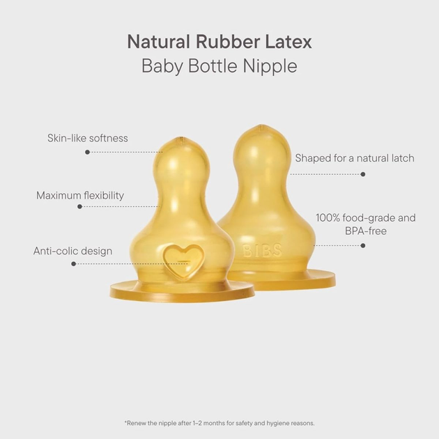 Сменные сосочки на пляшечку BIBS Bottle Niple 2 pack Latex Fast Flow (быстрый поток) - зображення 3