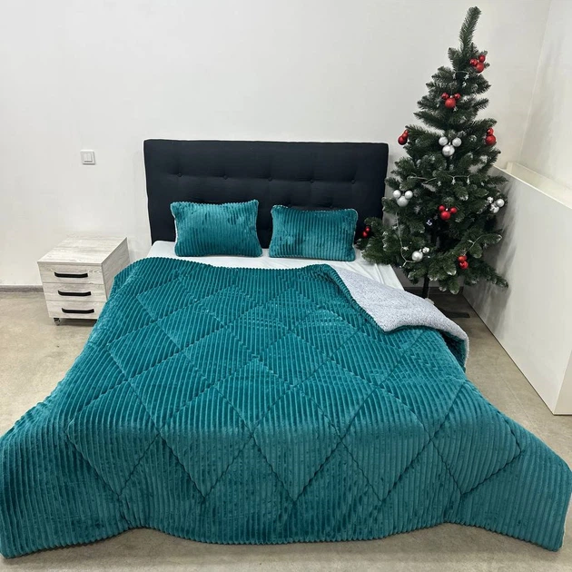Одеяло холлофайбер Cappone из микрофибры Полоска Бирюза 200х220 см, зеленое - Фото 1 Одеяло холлофайбер Cappone из микрофибры Полоска Бирюза 200х220 см, зеленое - изображение 1