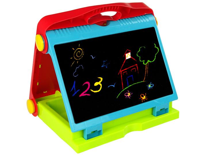 Tablica drustronna składana LEAN Toys Czerwono-zielony, z szablonami, kredą i pisakami (5905214979812) - obraz 3
