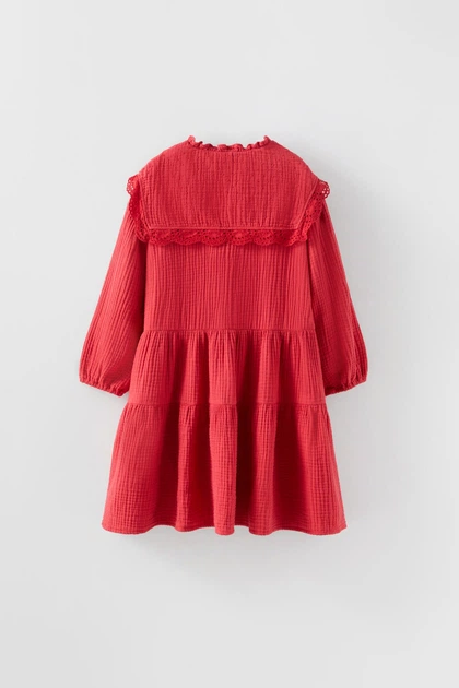 Платье с длинными рукавами для девочки Zara 140 размер красное 1225538641 - Фото 2 Платье с длинными рукавами для девочки Zara 140 размер красное 1225538641 - изображение 2