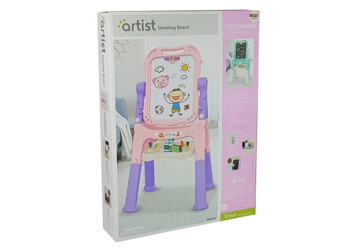 Tablica magnetyczna kredowa LEAN Toys Różowo-Fioletowa, regulacja wysokości, akcesoria (5903802457124) - obraz 4