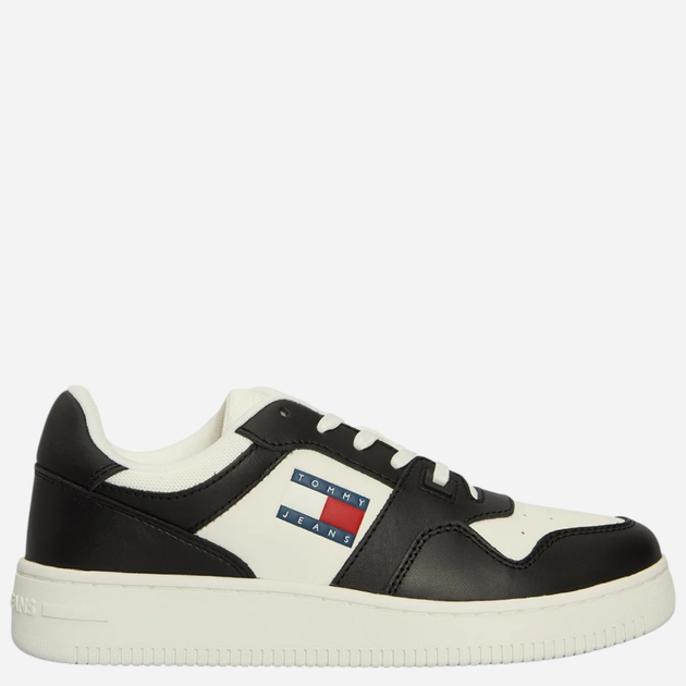 Sneakersy damskie skórzane Tommy Jeans EN0EN02505-0GS 40 Białe z czarnym (8720638359098) - obraz 1