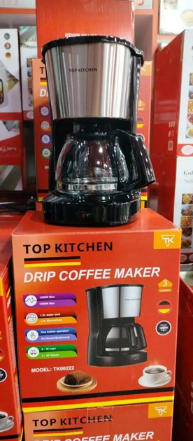 Кавоварка крапельна з підігрівом для дому та офісу Top Kitchen Tk00222 1,2 л 1200 Вт - Фото 2 Кавоварка крапельна з підігрівом для дому та офісу Top Kitchen Tk00222 1,2 л 1200 Вт - зображення 2
