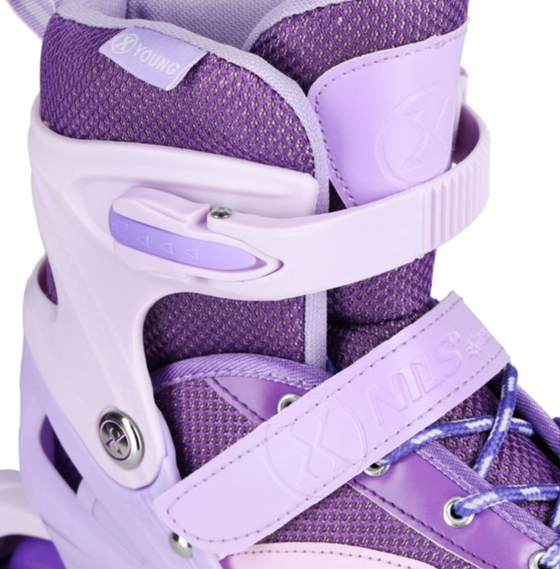 Rolki Nils Extreme NA0189 Moonbean z zestawem ochraniaczy roz. 39-42 L LED Fioletowe (5907695565133) - obraz 4