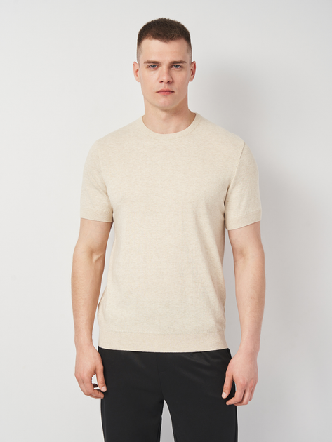 Акція на Футболка бавовняна довга чоловіча ASK ME Crew-neck SS N-AVT-120 KM09.01.16.52 S Бежева від Rozetka