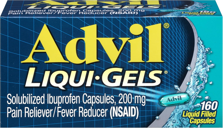 Advil liquid gel, знеболювальне, 200 мг 160 капсул в коробці - зображення 1