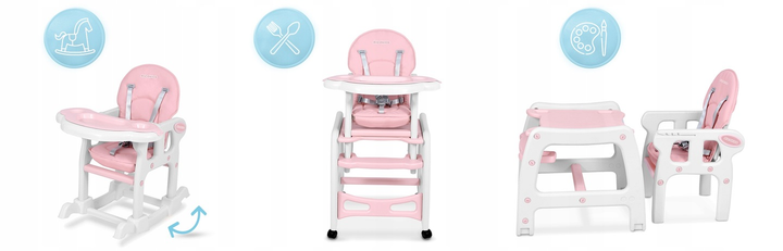 Стільчик для годування Ricokids Sinco 5 в 1 Рожевий (5908220470144) - зображення 7
