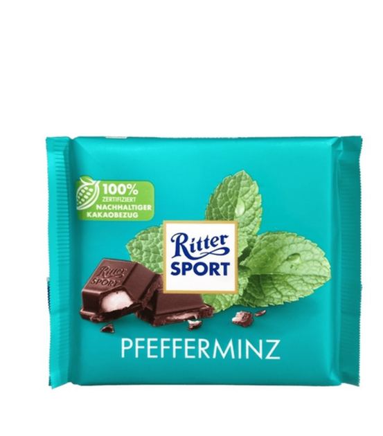 Шоколад Ritter Sport Pfefferminz чорний з кремово-м'ятною начинкою 100 г (57693) - Фото 1 Шоколад Ritter Sport Pfefferminz чорний з кремово-м'ятною начинкою 100 г (57693) - зображення 1