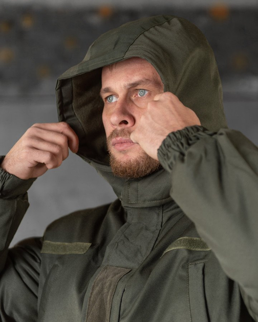 Бушлат на силіконі та флісовій підкладці зі знімним капюшоном олива розмір M - изображение 6