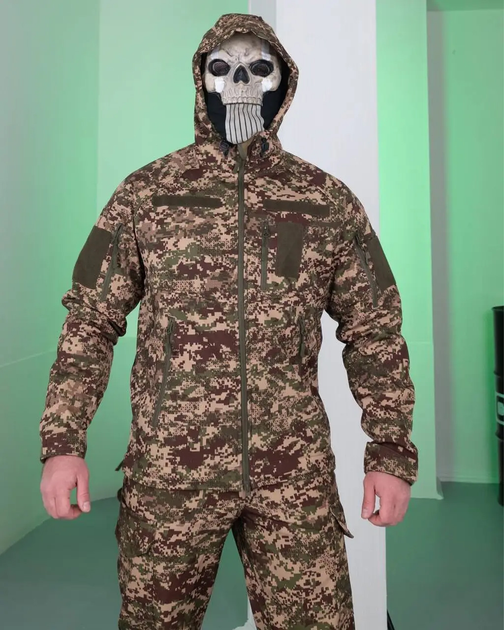 Форма Softshell на флісі Куртка з липучками під шевроні + Штани хижак розмір L - зображення 4